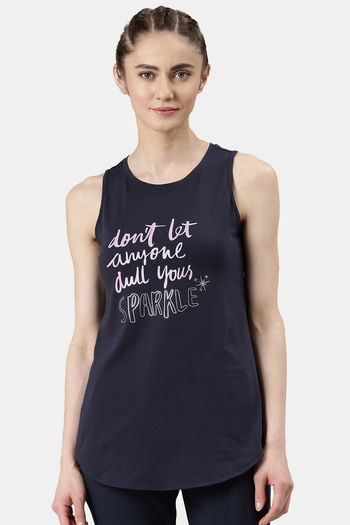 Buy Enamor Relaxed Fitted Tank - Navy Sparkle Graphic